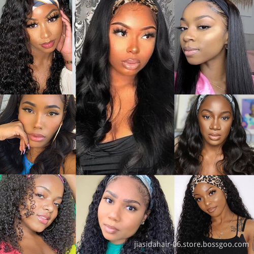 100% Virgin Brazilian Human Hair Headband Wigs,Cheap Wholesale Natural Human Hair Wigs For Black Women,None Lace Wigs